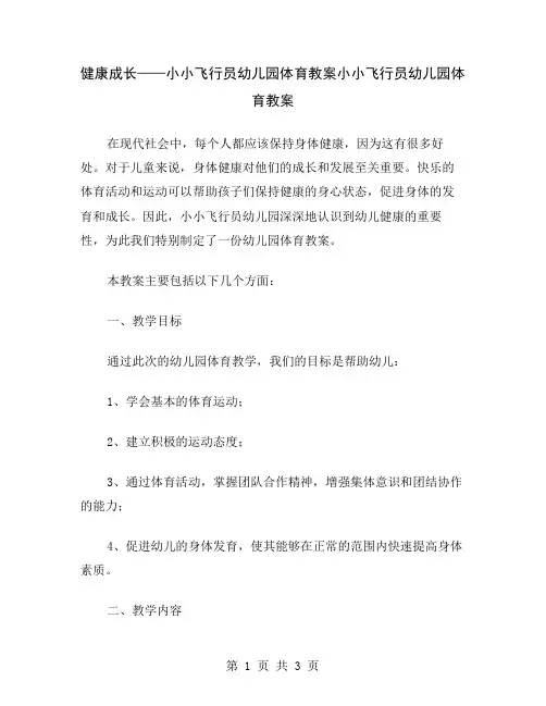 健康成长——小小飞行员幼儿园体育教案