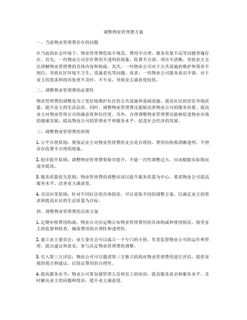 调整物业管理费方案