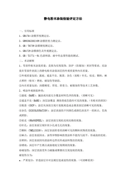 静电粉末涂装检验评定方法