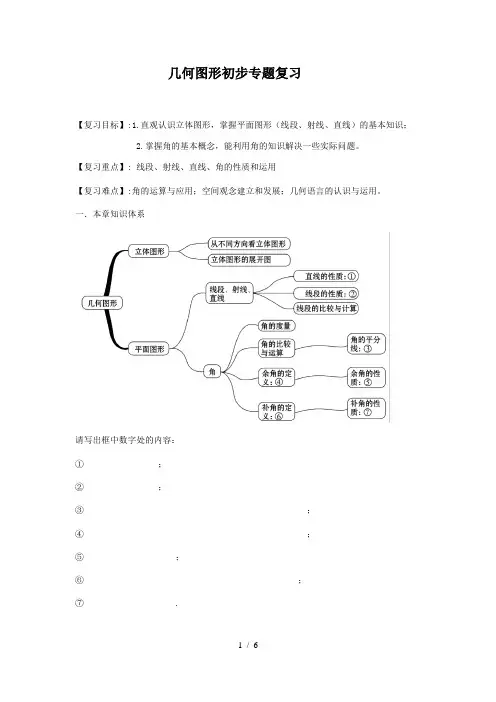 人教版数学七年级上册第四章几何图形初步专题复习 学案