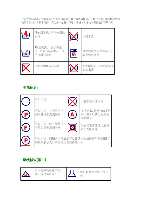 衣服洗涤标识