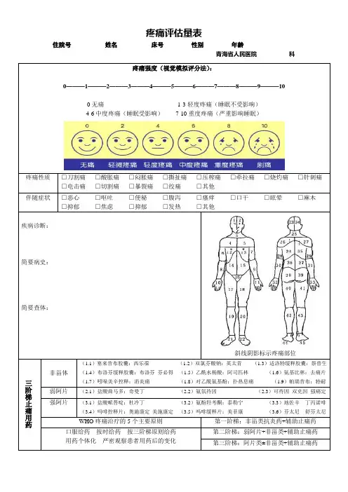 疼痛评估量表(医院通用版)1