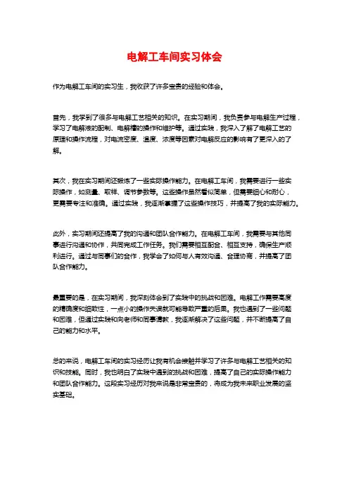 电解工车间实习体会
