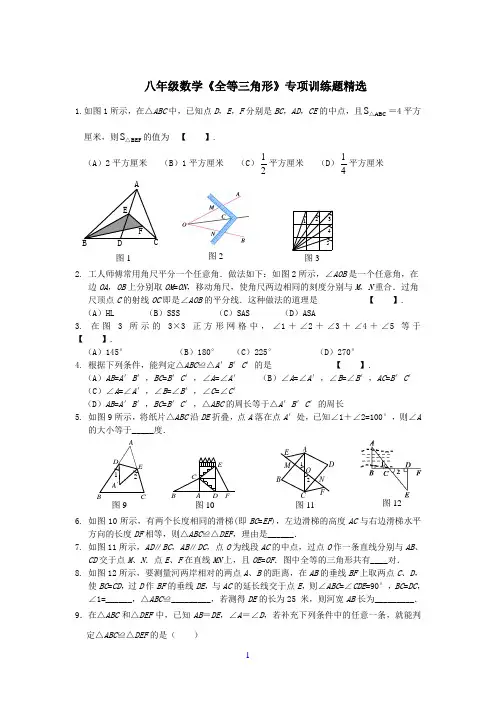 八年级数学《全等三角形》专项训练题精选
