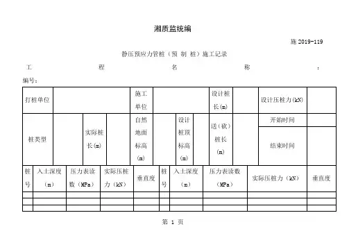 001施2015119静压预应力管桩施工记录