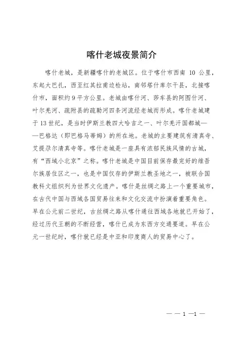 喀什老城夜景简介