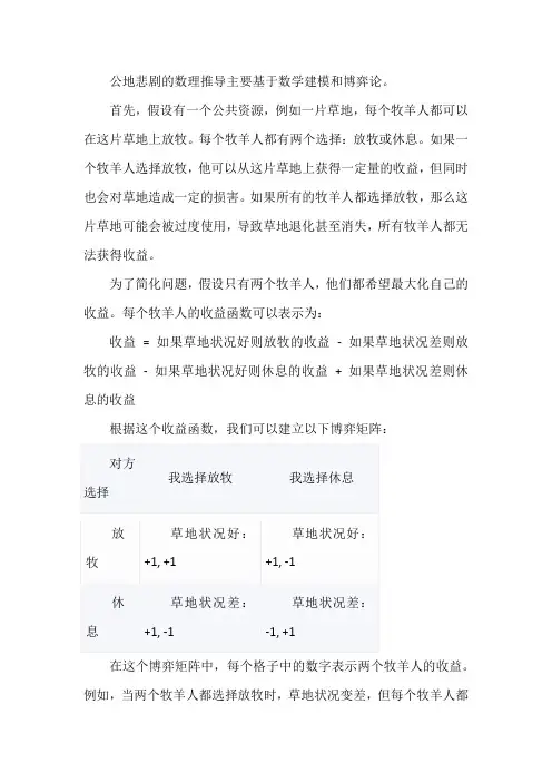 公地悲剧数理推导