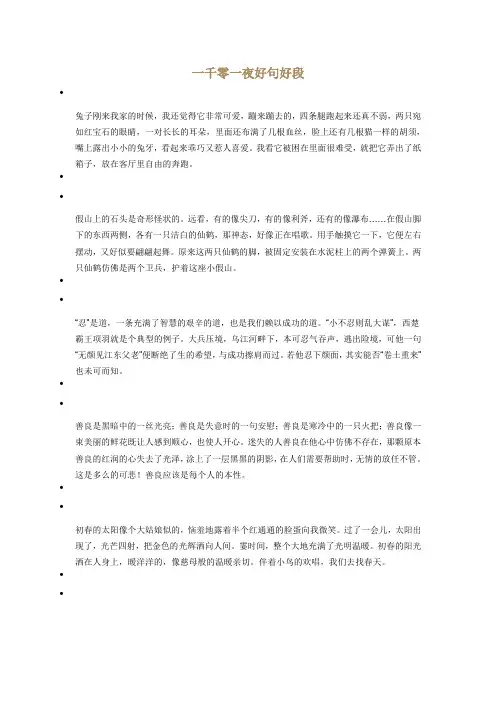 一千零一夜好句好段