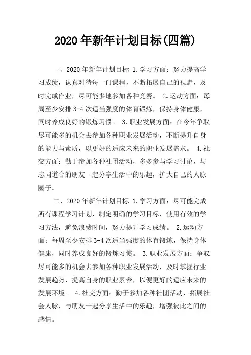 2020年新年计划目标(四篇)