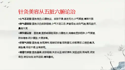 针灸美容的临床应用,治疗青春痘、减肥、祛皱纹、淡斑美白的详细取穴及配穴