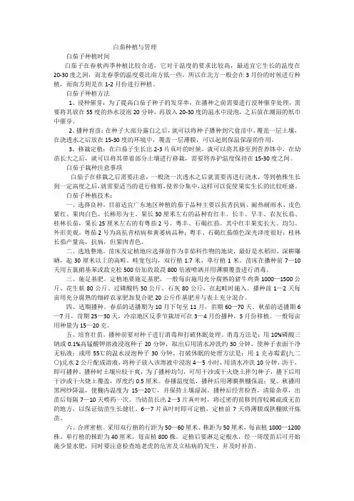 白茄种植与管理