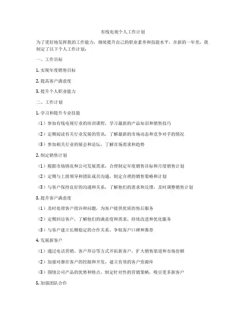 有线电视个人工作计划