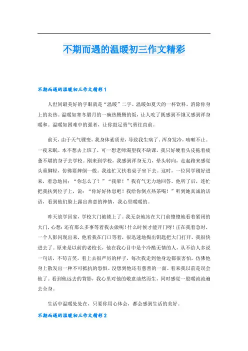 不期而遇的温暖初三作文精彩.doc