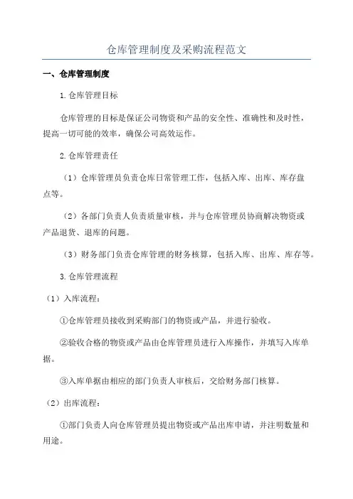 仓库管理制度及采购流程范文