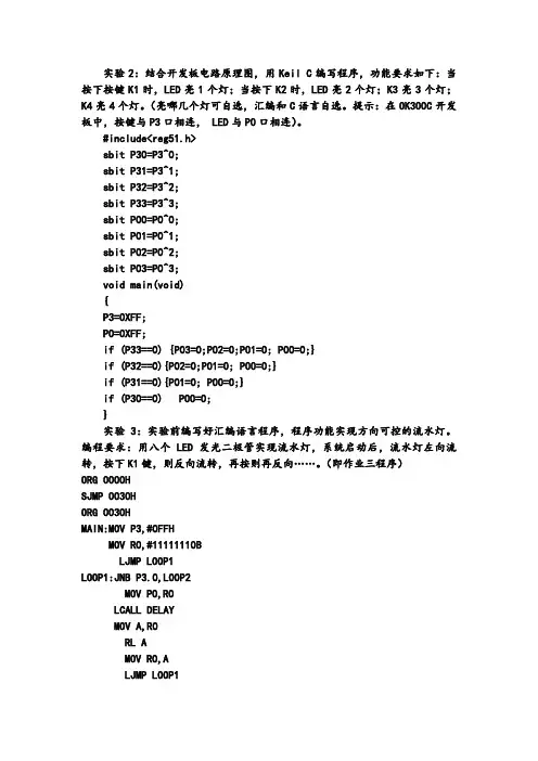 单片机实验程序