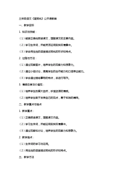 三年级语文《画杨桃》公开课教案