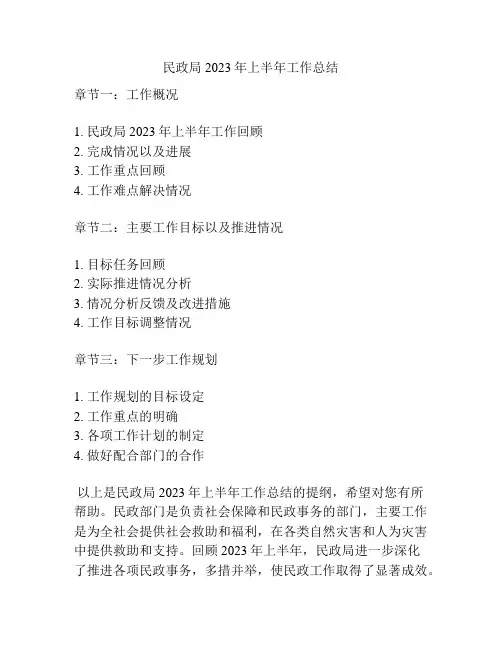 民政局2023年上半年工作总结