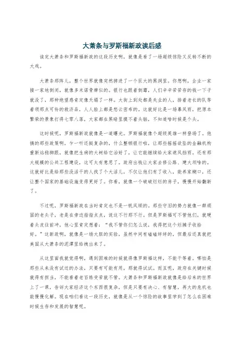 大萧条与罗斯福新政读后感