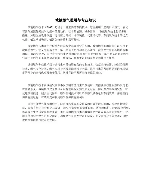 城镇燃气通用与专业知识