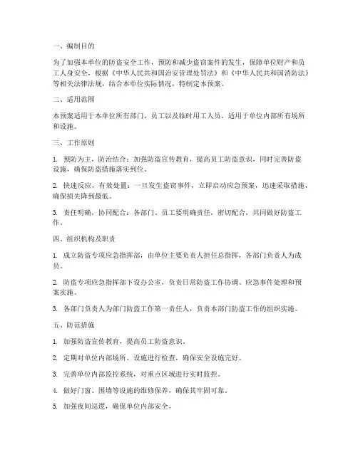 防盗专项应急预案范文