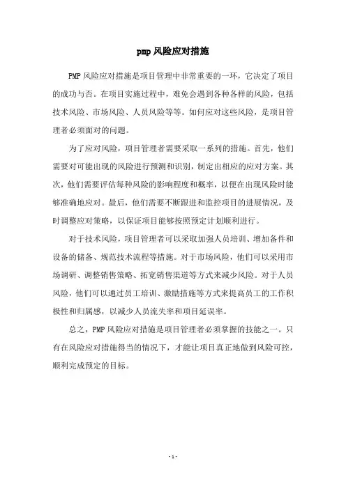 pmp风险应对措施