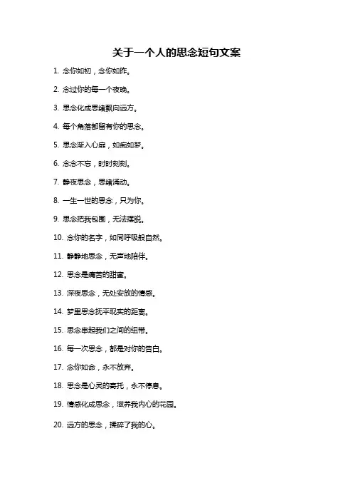 关于一个人的思念短句文案