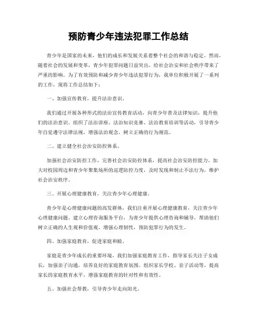 预防青少年违法犯罪工作总结