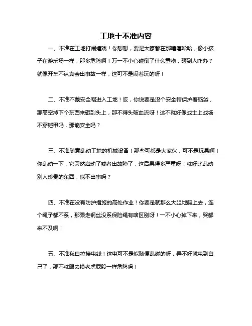 工地十不准内容