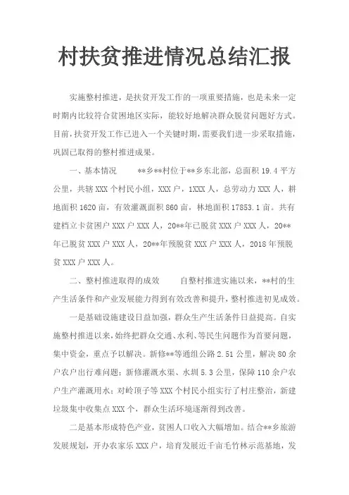 村扶贫推进情况总结汇报