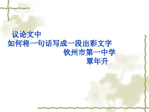 议论文中如何将一句话写成一段出彩文字钦州第一中学覃年升