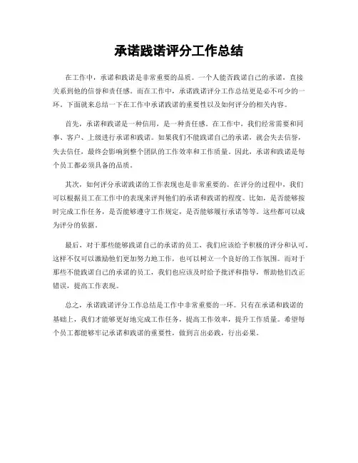 承诺践诺评分工作总结