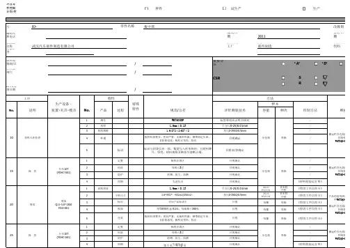 冲压零件控制计划
