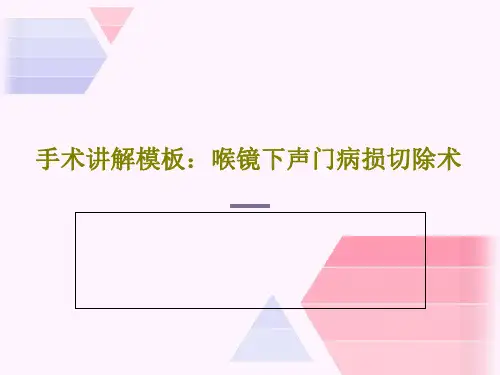 手术讲解模板：喉镜下声门病损切除术共29页