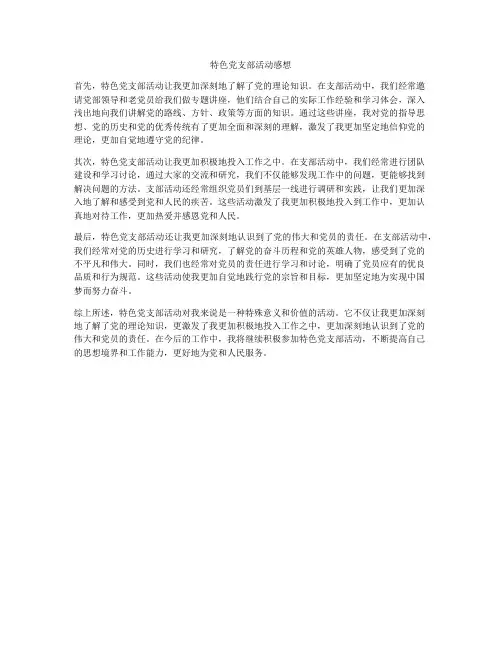 特色党支部活动感想