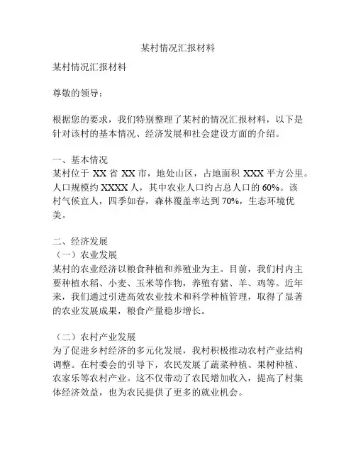 某村情况汇报材料