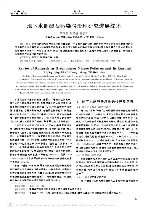 地下水硝酸盐污染与治理研究进展综述