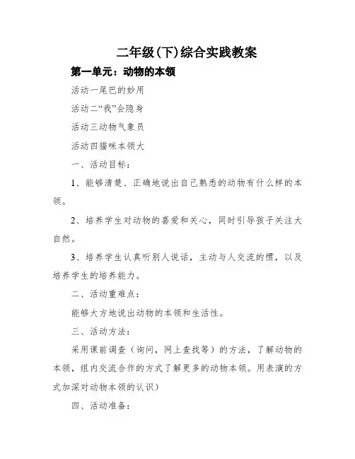 二年级(下)综合实践教案