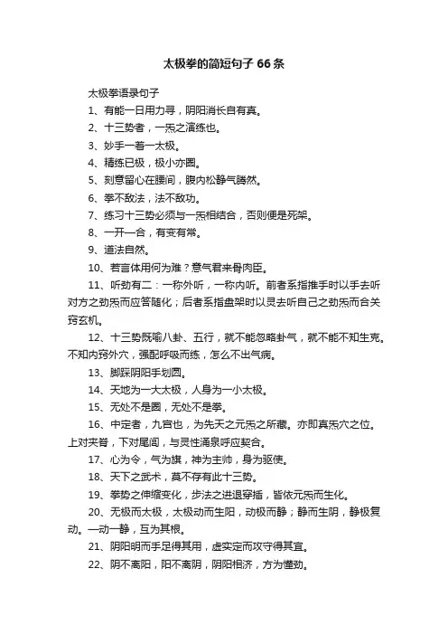 太极拳的简短句子66条
