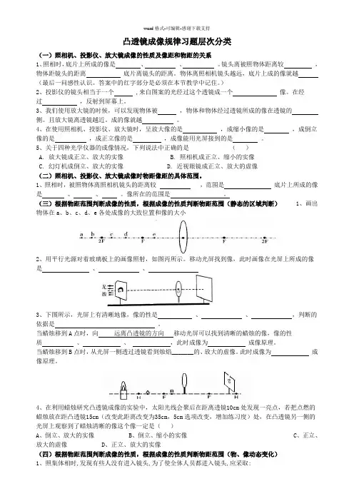 初中物理凸透镜成像规律专题练习【最全分类】