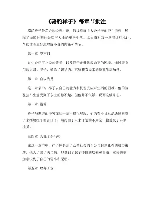 《骆驼祥子》每章节批注