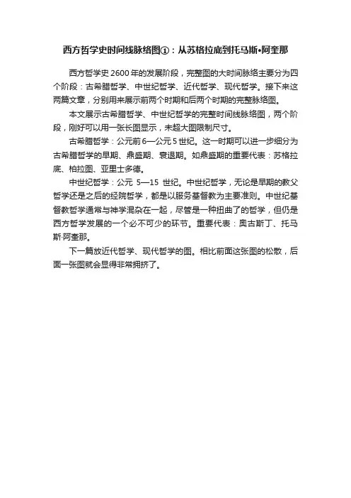 西方哲学史时间线脉络图①：从苏格拉底到托马斯·阿奎那