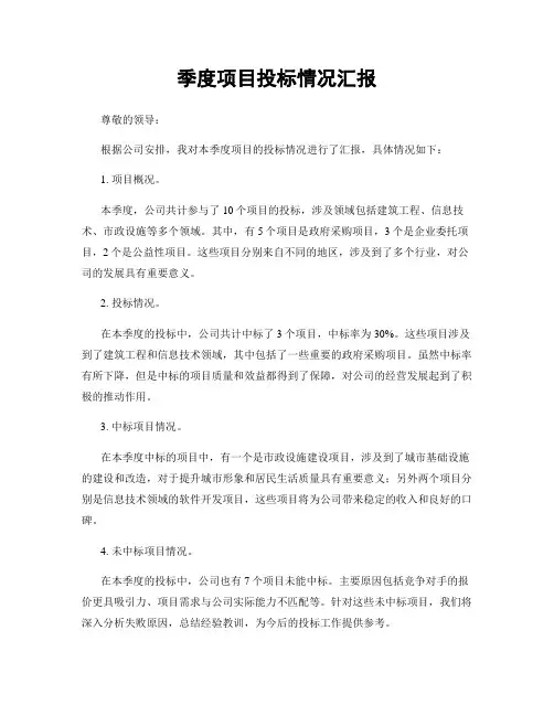季度项目投标情况汇报