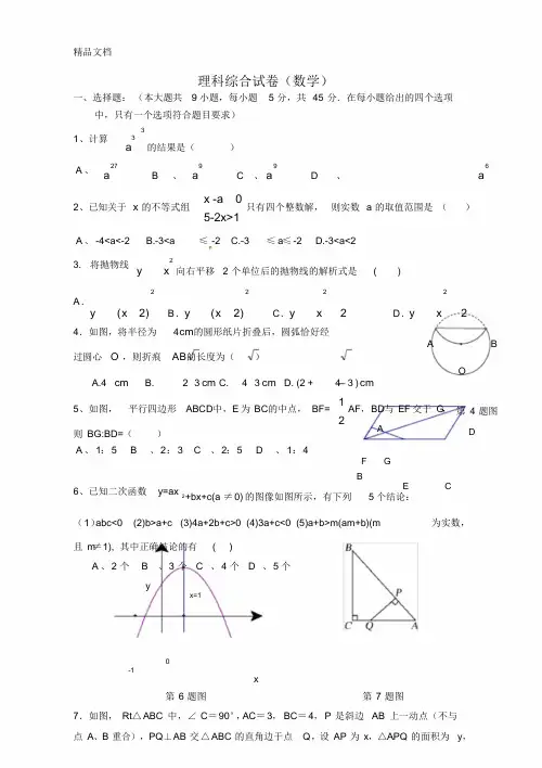 自主招生数学试卷学习资料