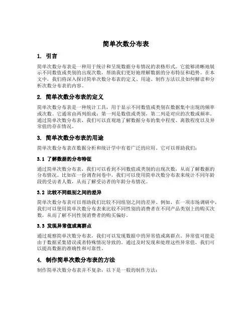 简单次数分布表