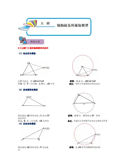 模型24 辅助圆系列最值模型(解析版)-中考数学解题大招复习讲义