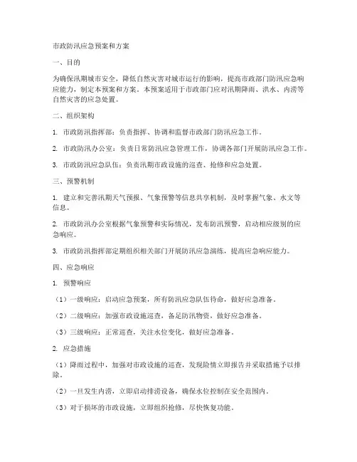 市政防汛应急预案和方案范文