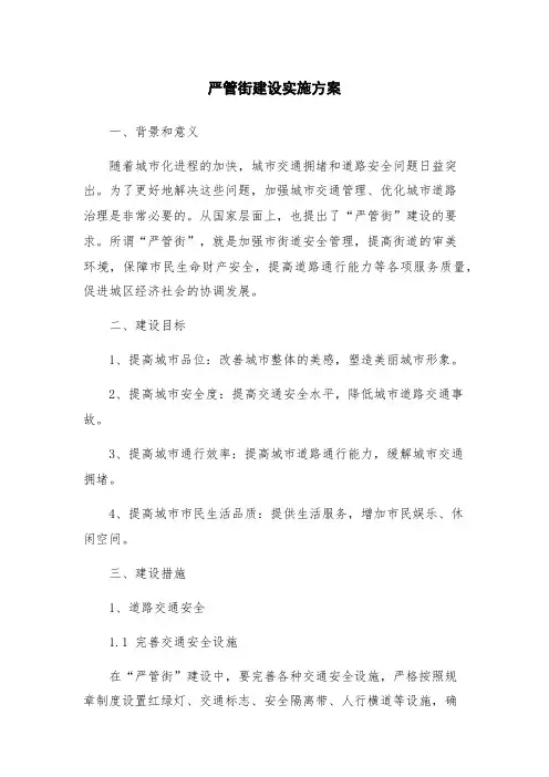严管街建设实施方案