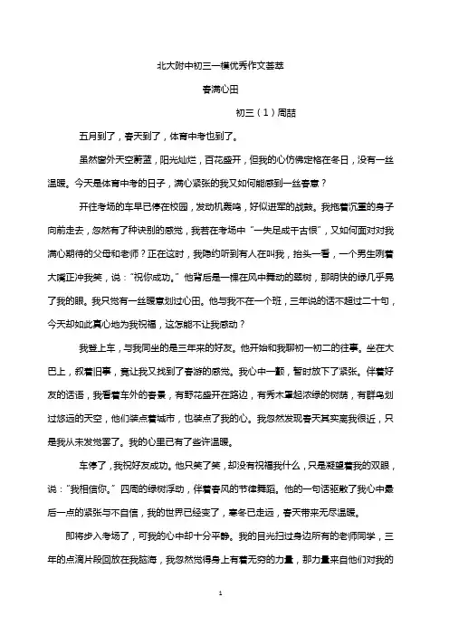 北京中考作文范文