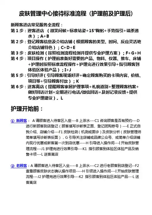 皮肤管理中心接待标准流程及话术(护理前+护理后)