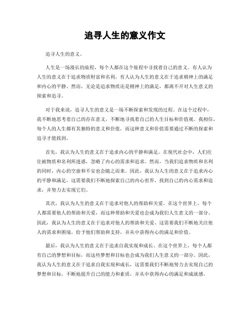 追寻人生的意义作文